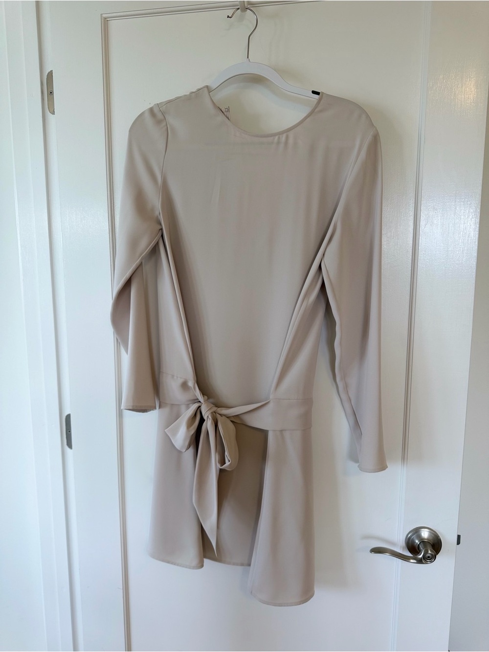Aritzia Beige Mini Shift Dress with V-Notch